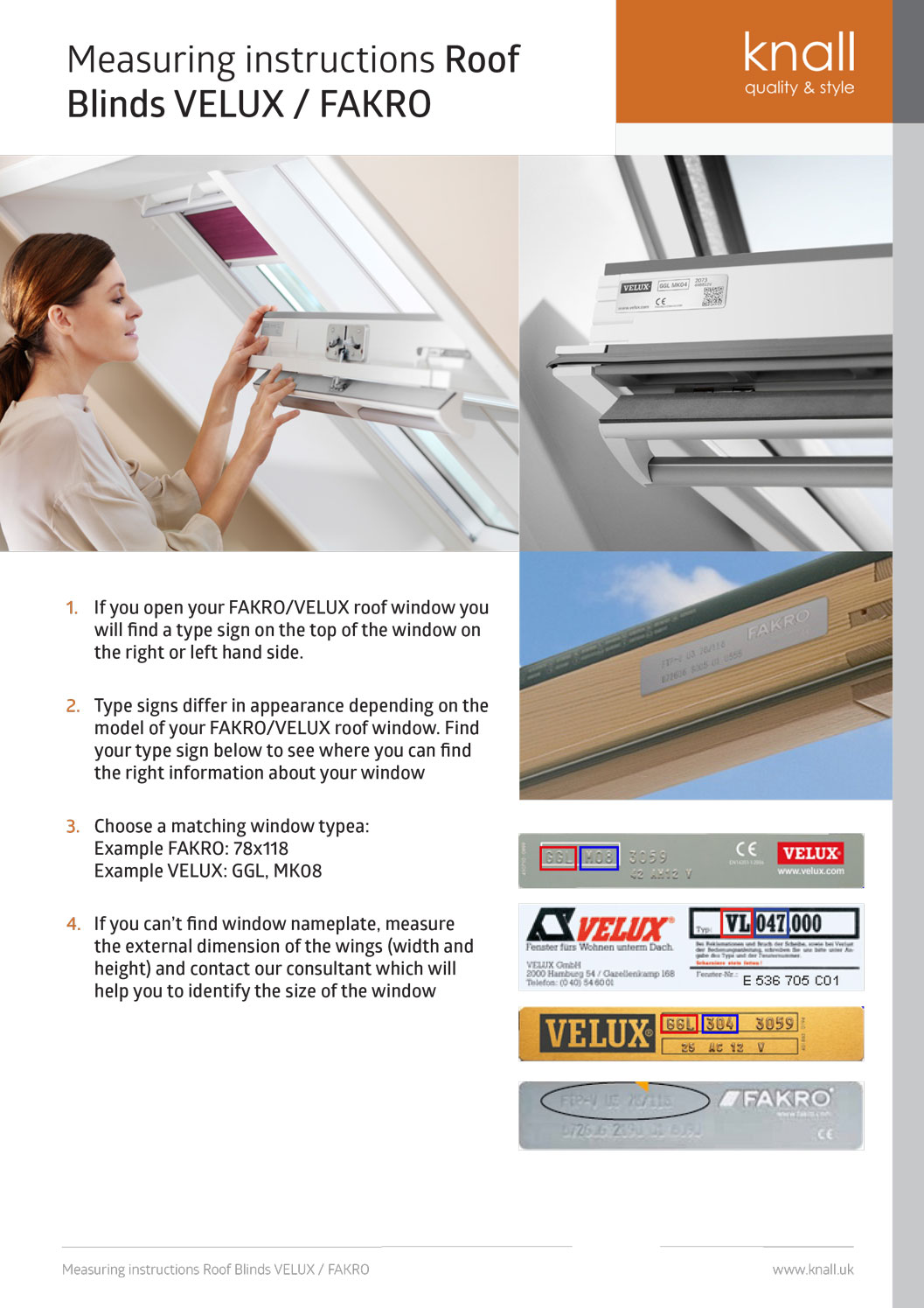 Fakro and Velux blinds measuring