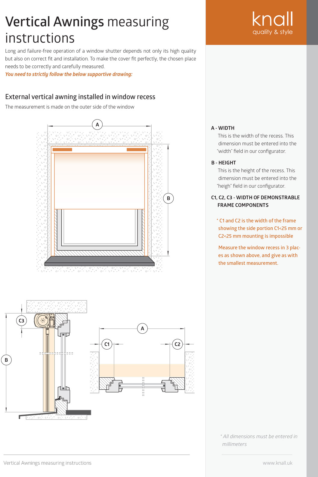 Vertical awnings measuring