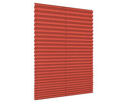 Red pleated blinds