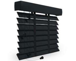 Black Wooden Venetian Blinds with Thick Wooden Bottom Rail