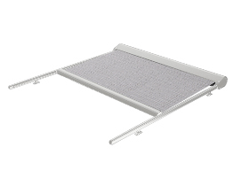 Silver garden awning with screen fabric