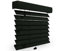 Black Wooden Venetian Blinds with Cord Ladders