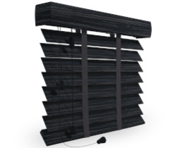 Black Wooden Venetian Blinds with Straight Pelmet