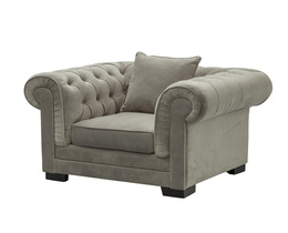 Armchair Chesterfield Classic Velvet Light Grey 118x96x77cm