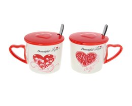 Set mugs Beautiful Love and with with lid 350ml