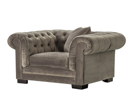 Armchair Chesterfield Classic Velvet Grey 118x96x77cm