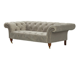 Sofa Chesterfield Glamour Velvet Light Grey 2-seater