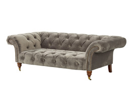 Sofa Chesterfield Glamour Velvet Grey 2-seater