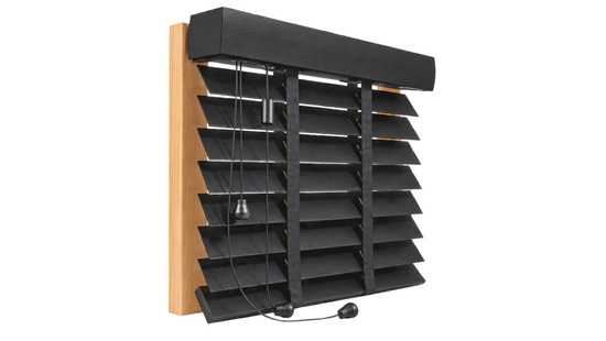 
										Black wooden blinds
																						