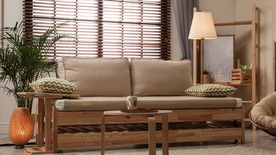 
										Wooden blinds with tapes
																						