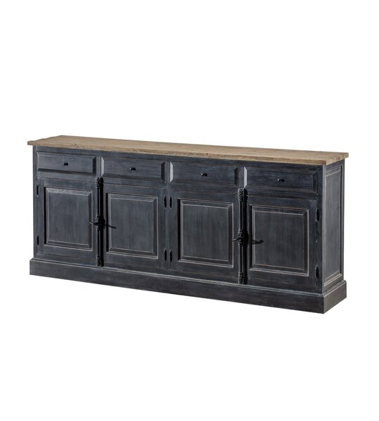 Chest of drawers 240x48x94 old black & natural
