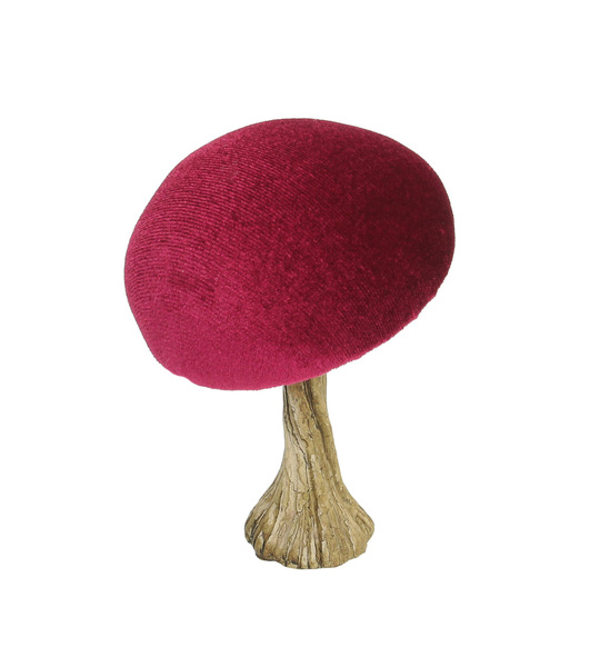 Dekoracja Velvet Mushroom 10 cm ruby