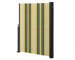 Side awning with sun protection colored stripes